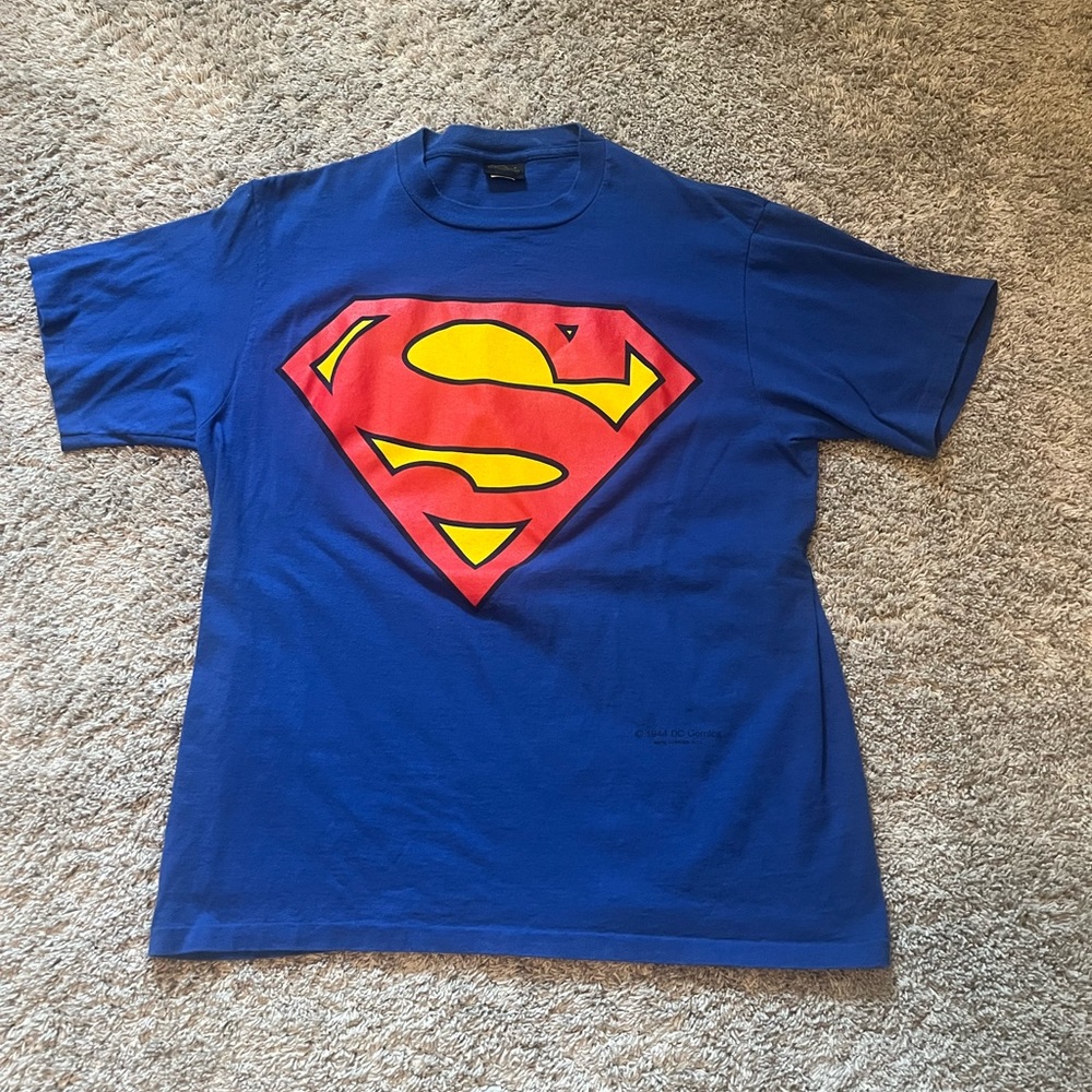 90’s Vintage DC Superman Logo Single Stitch Graphic T Shirt Size 2XL Used VTG